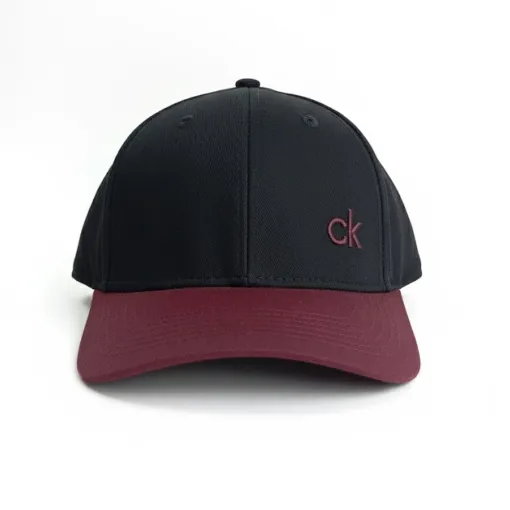 Calvin Klein 6-Panel Baseball Cap – Black & Maroon